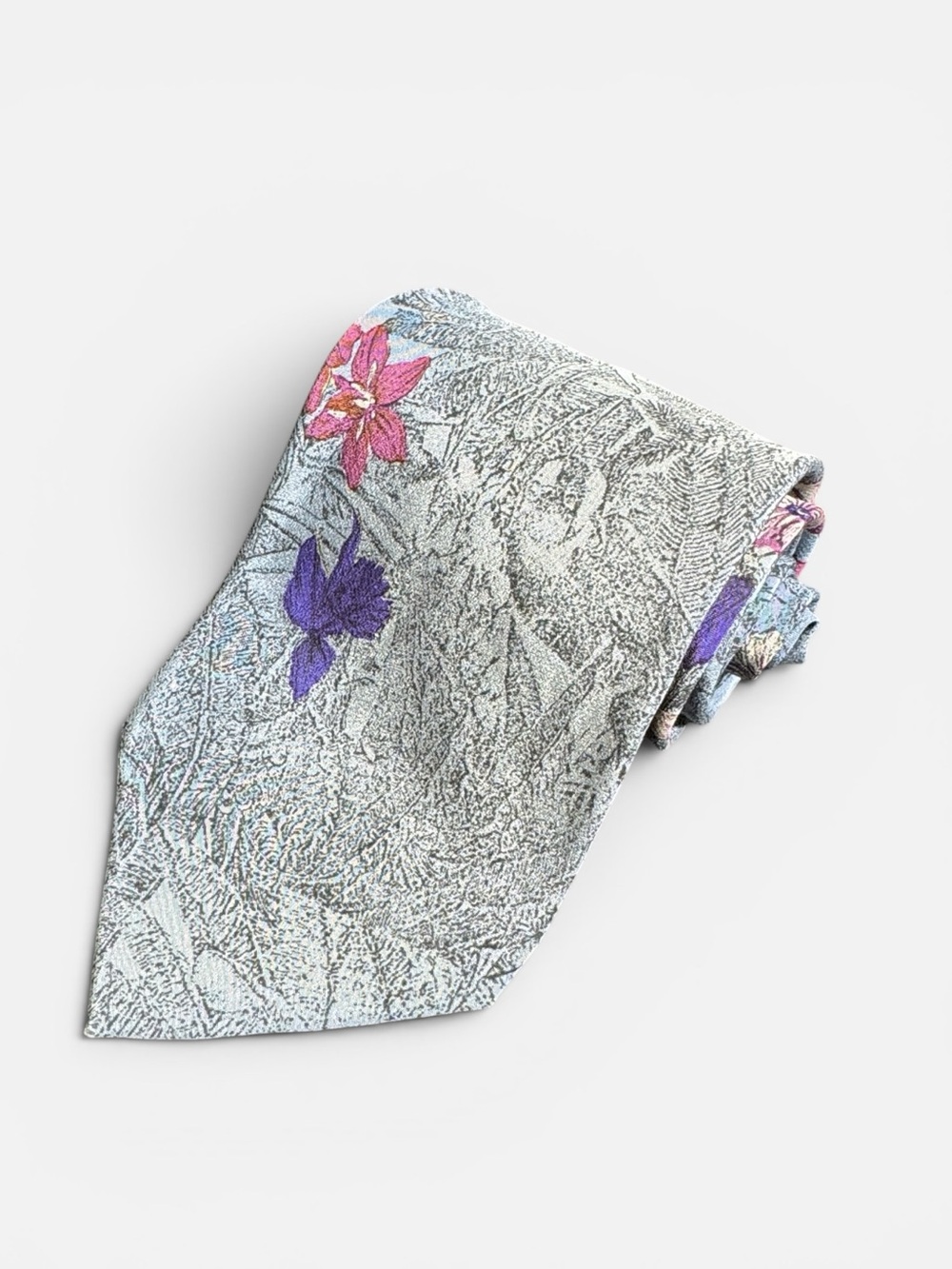 Tino Cosma mens blue floral 100% silk luxury neck tie EUC